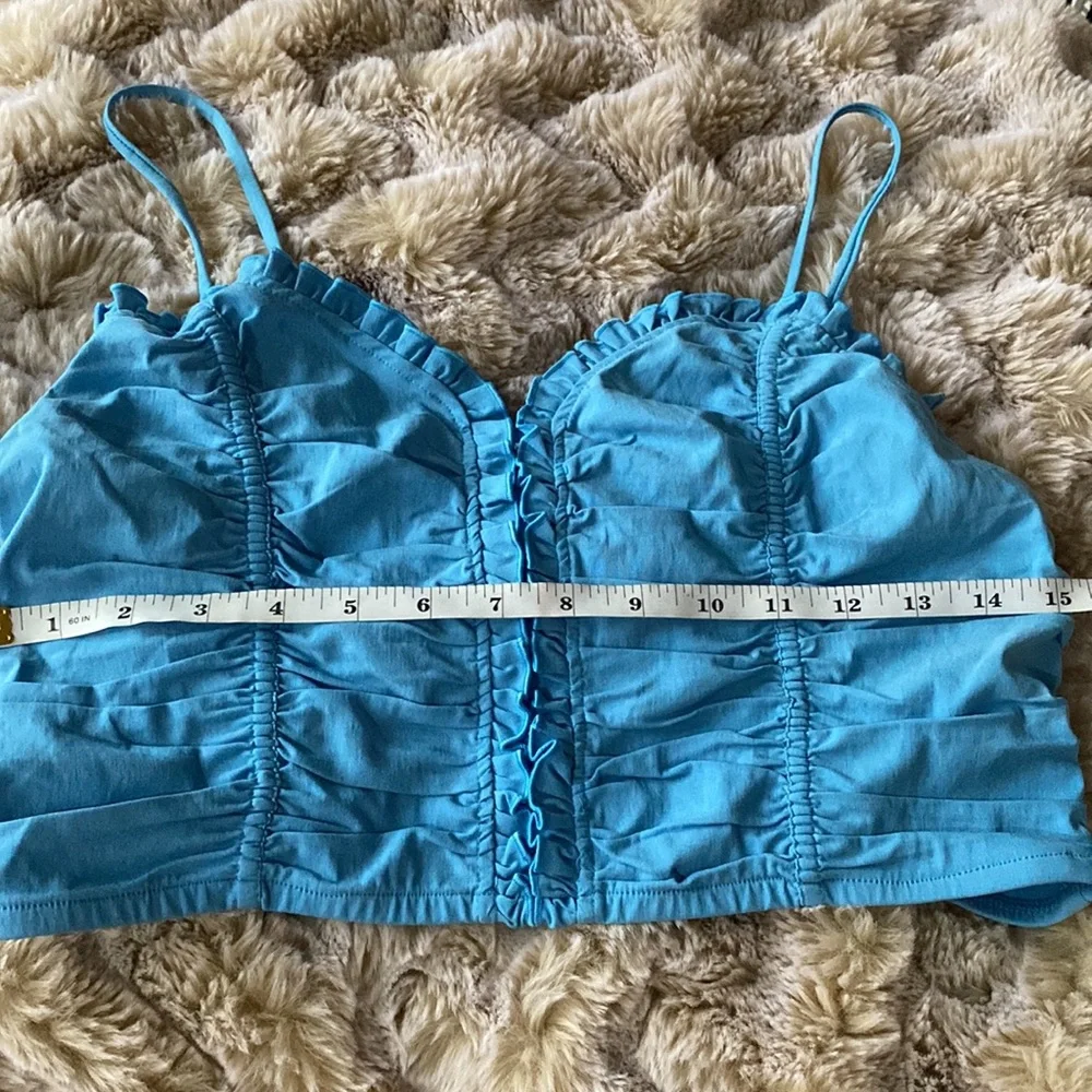 Zara Blue Ruffle Crop top - Picture 9 of 10